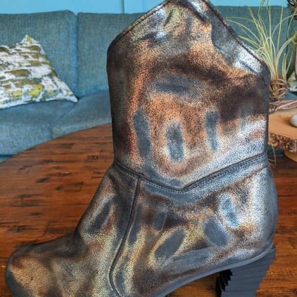Papucei Ankle Boots - metallic with sculptural heel - Picture 2 of 6